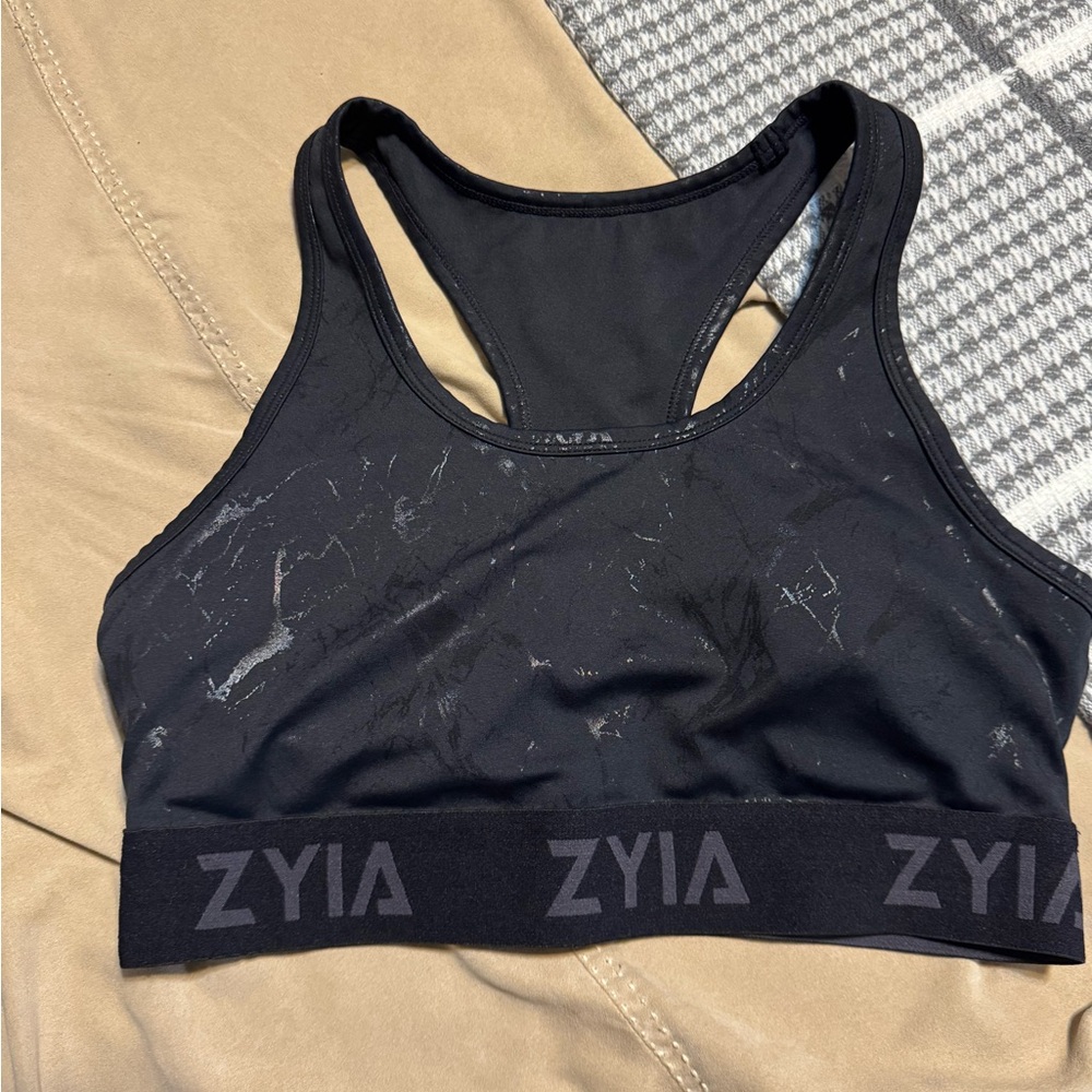 Zyia Black Marble Sporta Bra